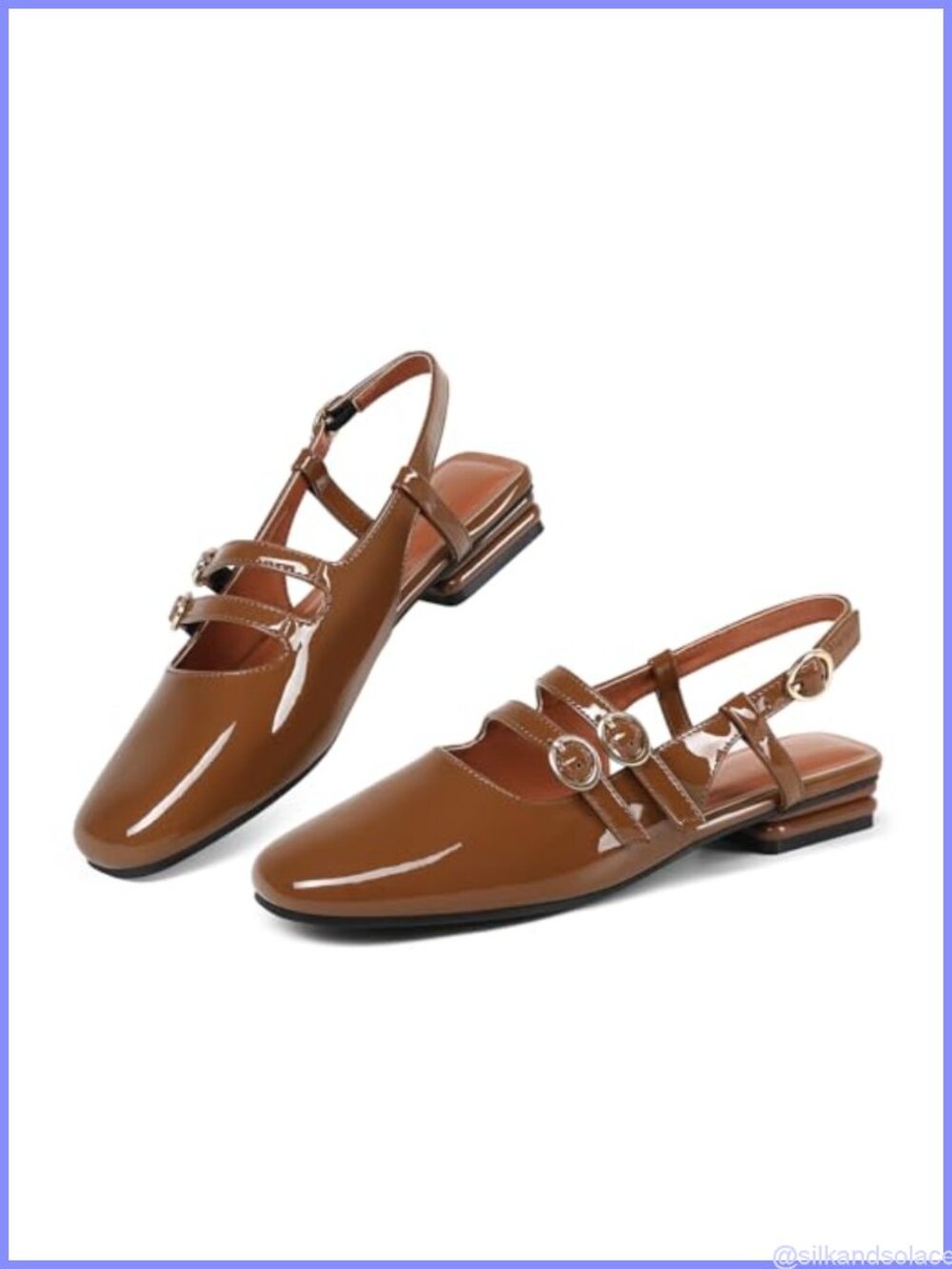 Mary Jane Slingback Low Heels Square Toe Faux Leather Pumps for Wedding Party